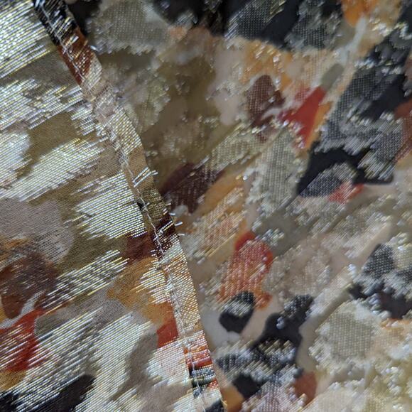 BA&SH Gaby Metallic Blouse Silk Ochre Gold Abstract Print 3/4 Sleeve Size XS - Picture 12 of 12